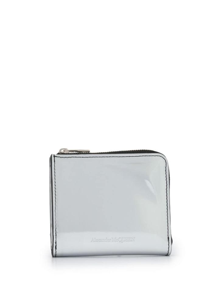 Alexander Mcqueen Metallic Zip-around Wallet - Silver