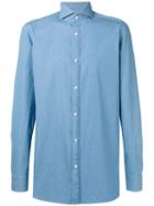 Borrelli Plain Shirt, Men's, Size: 42, Blue, Cotton