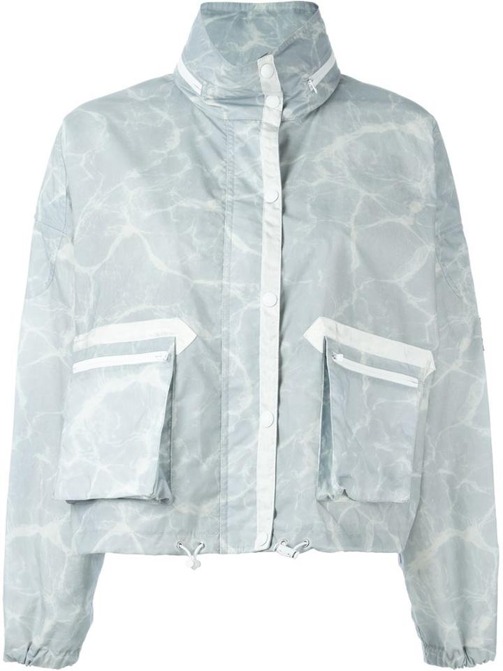 Belstaff Marble Print Windbreaker, Women's, Size: 42, Blue, Cotton/nylon