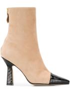 Paris Texas Croc Toe Ankle Boots - Neutrals