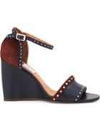 Lanvin Studded Wedge Sandals, Women's, Size: 36, Blue, Leather/suede