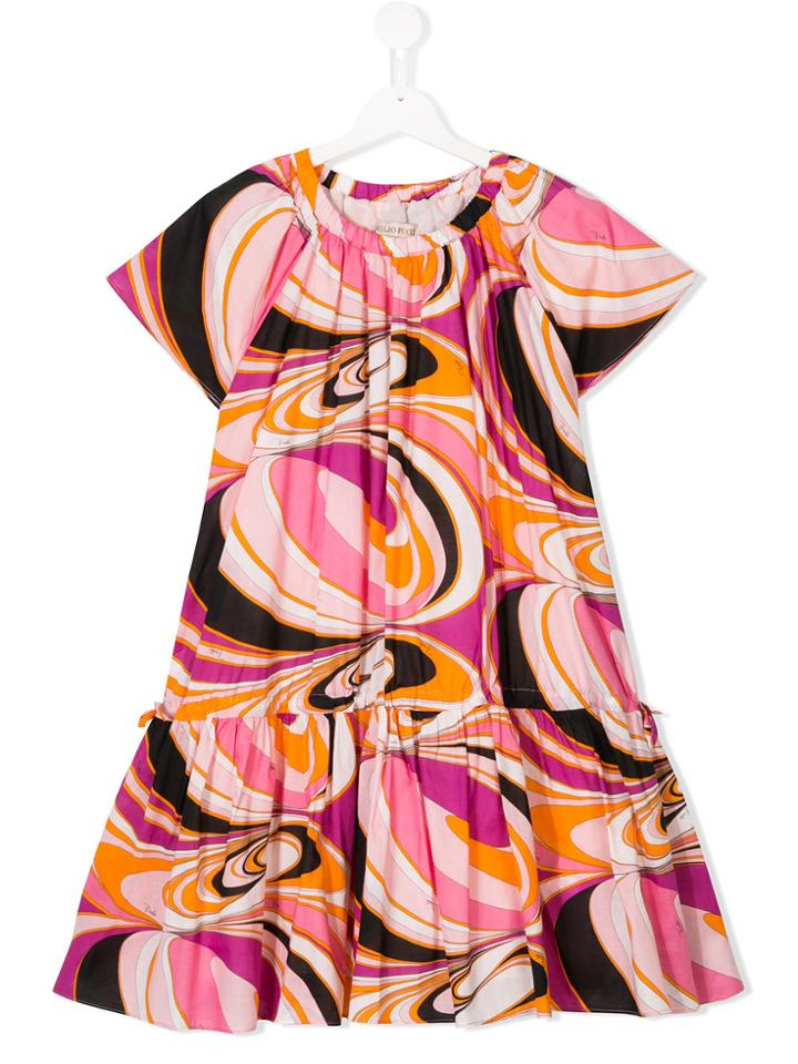 Emilio Pucci Junior Pleated Print Dress - Pink & Purple