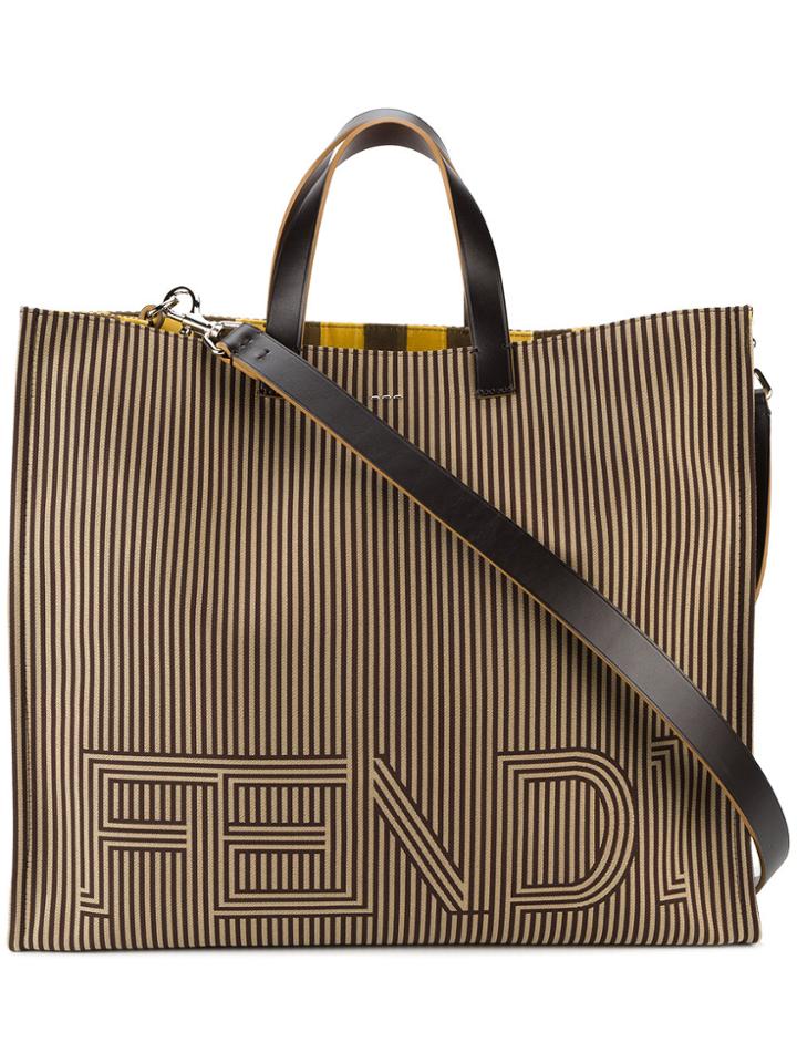 Fendi Large Logo Tote Bag - Brown