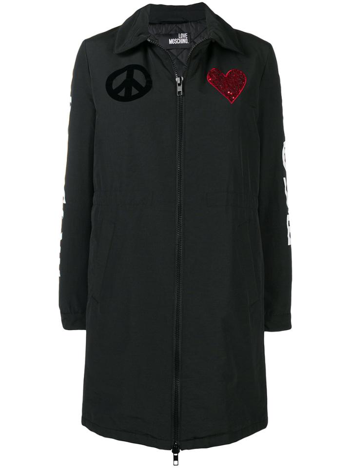 Love Moschino Appliqué Padded Jacket - Black