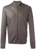 Salvatore Santoro Banded Collar Leather Jacket, Men's, Size: 52, Brown, Leather