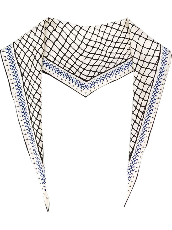 Haider Ackermann Mesh Print Scarf, Men's, White, Silk