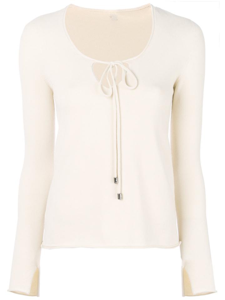Twin-set Tie Front Top - Nude & Neutrals
