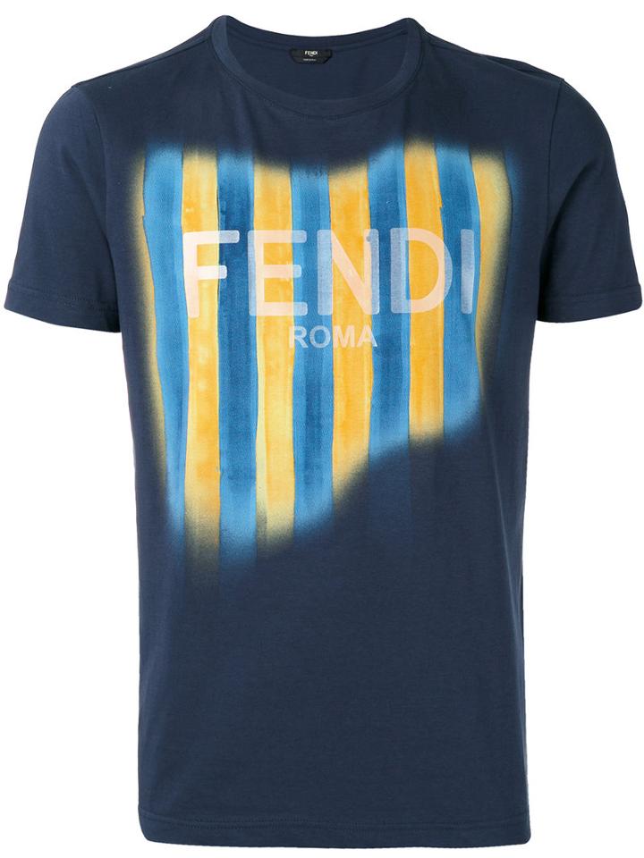 Fendi - Logo Print T-shirt - Men - Cotton - 54, Blue, Cotton