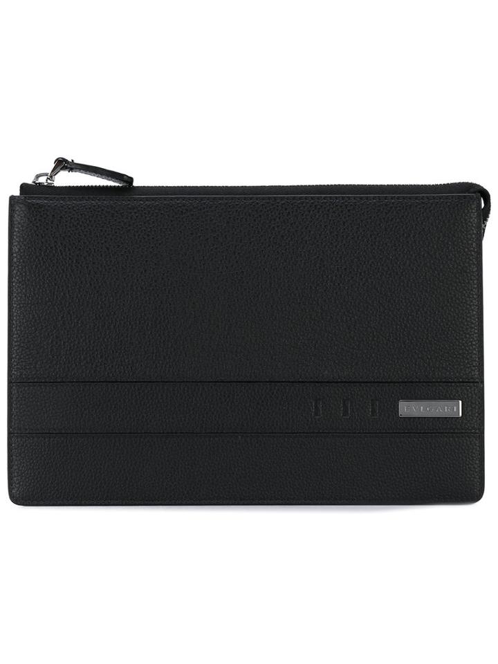 Bulgari - Logo Plaque Clutch - Men - Leather - One Size, Black, Leather