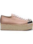 Miu Miu Swarovski Crystal Toe-cap Espadrilles - Pink & Purple