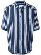Maison Kitsuné Striped Shortsleeved Shirt, Men's, Size: 40, Blue, Cotton