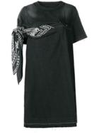 Sacai Scarf Appliqué Denim Dress - Black