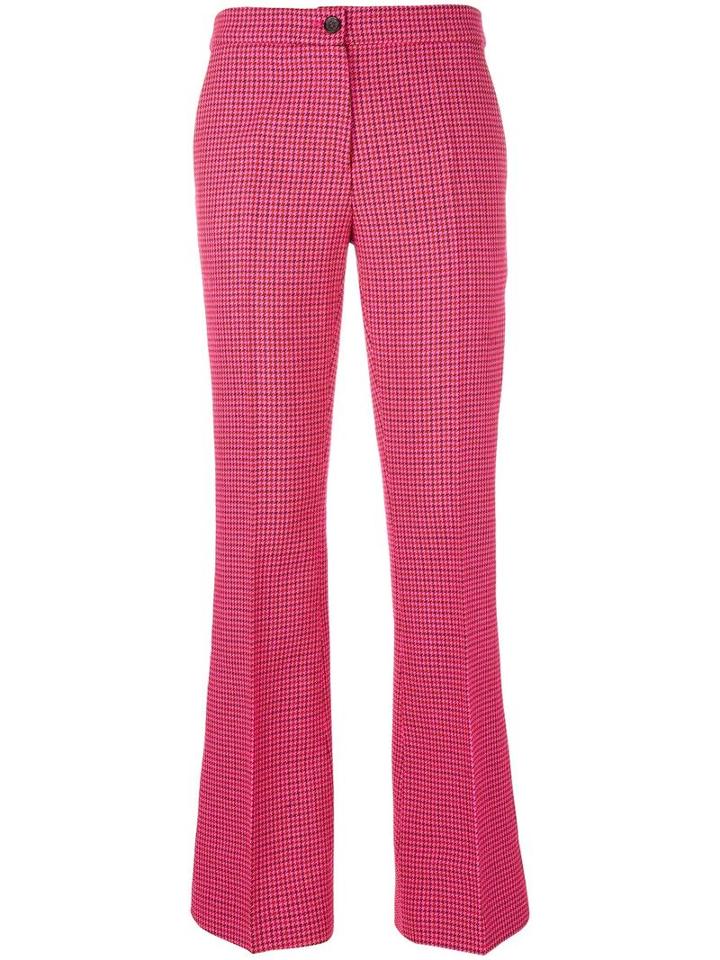 Yang Li Front Pleat Flared Trousers, Women's, Size: 38, Pink/purple, Virgin Wool/viscose