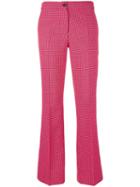 Yang Li Front Pleat Flared Trousers, Women's, Size: 38, Pink/purple, Virgin Wool/viscose