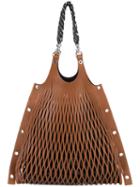 Sonia Rykiel - Laser Cut Oversized Bag - Women - Cotton/calf Leather/brass/zamac - One Size, Brown, Cotton/calf Leather/brass/zamac