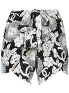 Chanel Vintage Floral Print Shorts - White