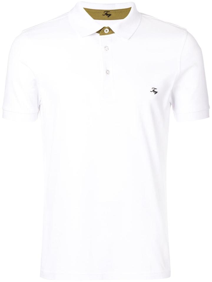 Fay Logo Embroidered Polo Shirt - White