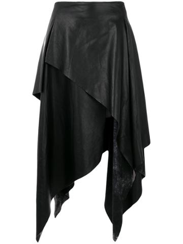 Joshua Millard Asymmetric Leather Skirt - Black