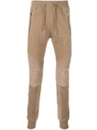 Balmain Biker Track Pants, Men's, Size: Small, Nude/neutrals, Cotton/lamb Skin