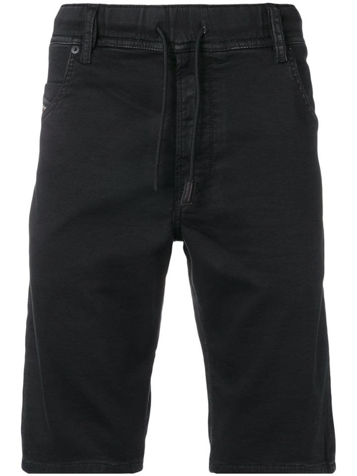 Diesel Drawstring Waist Denim Shorts - Black