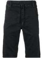 Diesel Drawstring Waist Denim Shorts - Black
