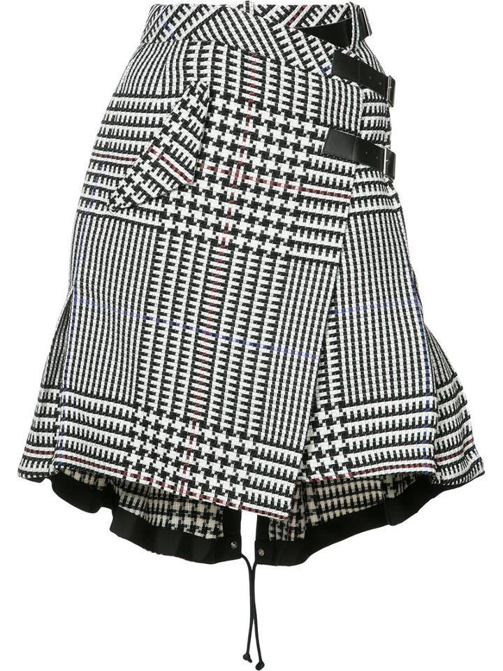 Sacai - Houndstooth Check Skirt - Women - Cotton/cupro - 2, Black, Cotton/cupro
