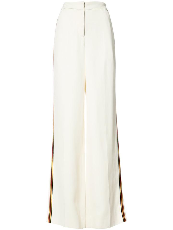 Derek Lam - Contrast Stripe Flared Trousers - Women - Viscose - 44, Women's, White, Viscose