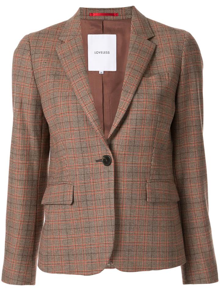 Loveless Check Pattern Blazer - Brown