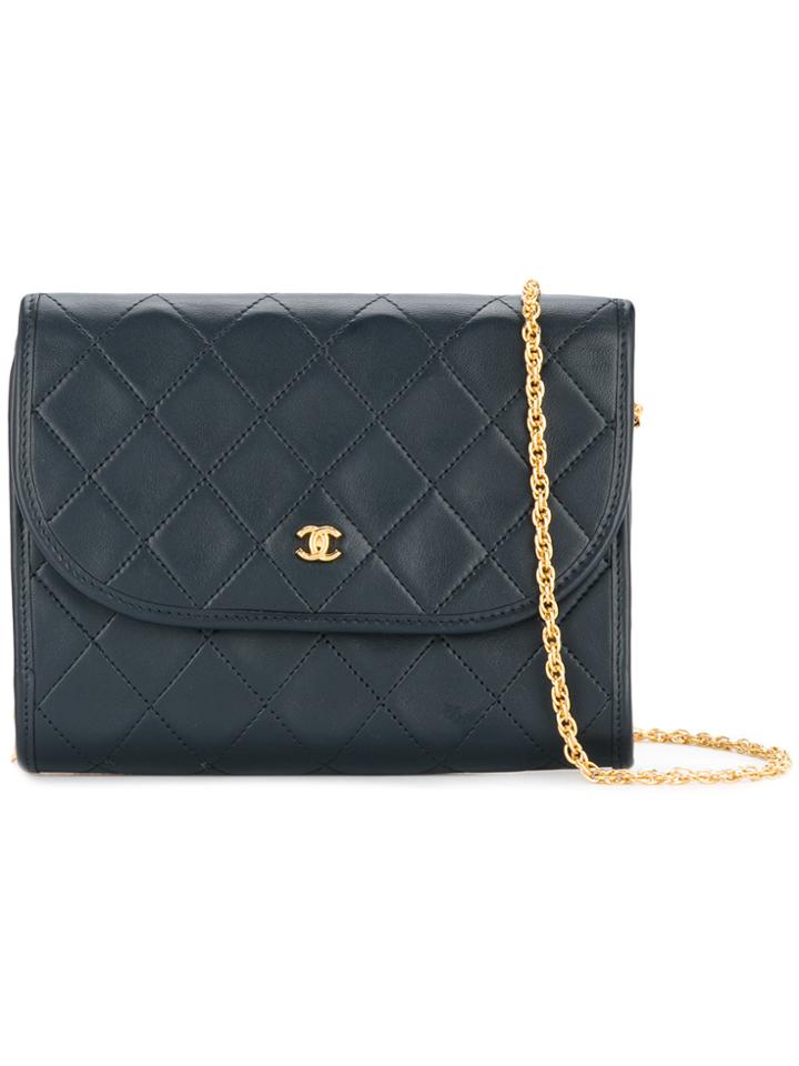 Chanel Vintage Quilted Double Chain Bag - Blue