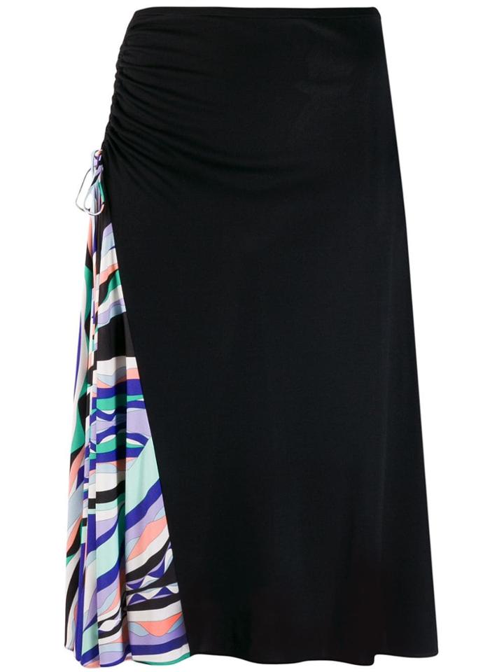 Emilio Pucci Burle Print Ruched Skirt - Black