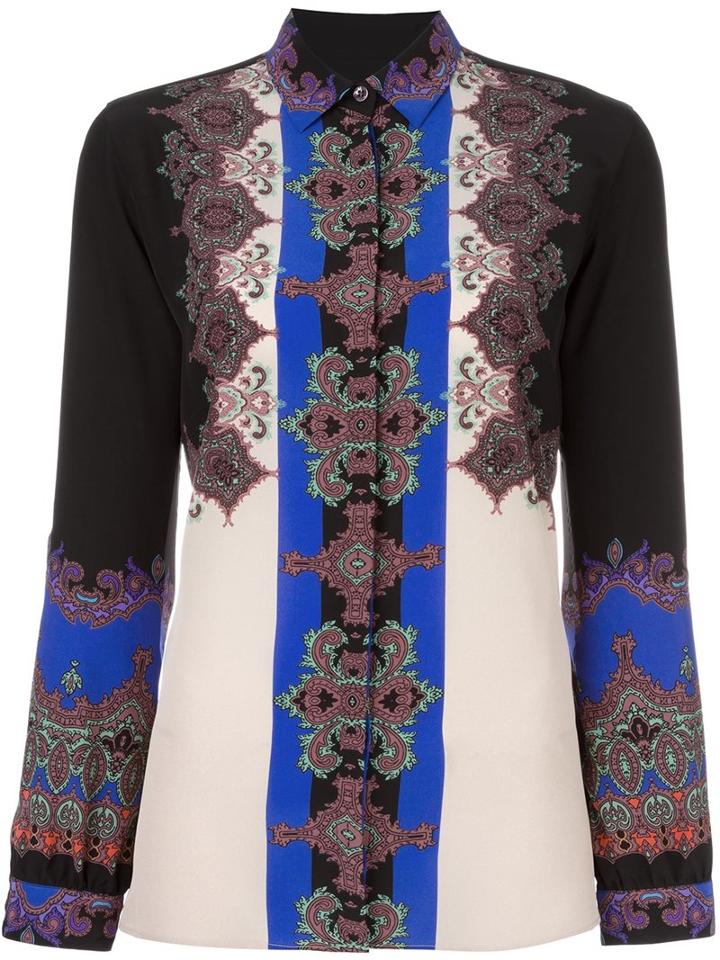 Etro Paisley Print Shirt, Women's, Size: 40, Black, Silk