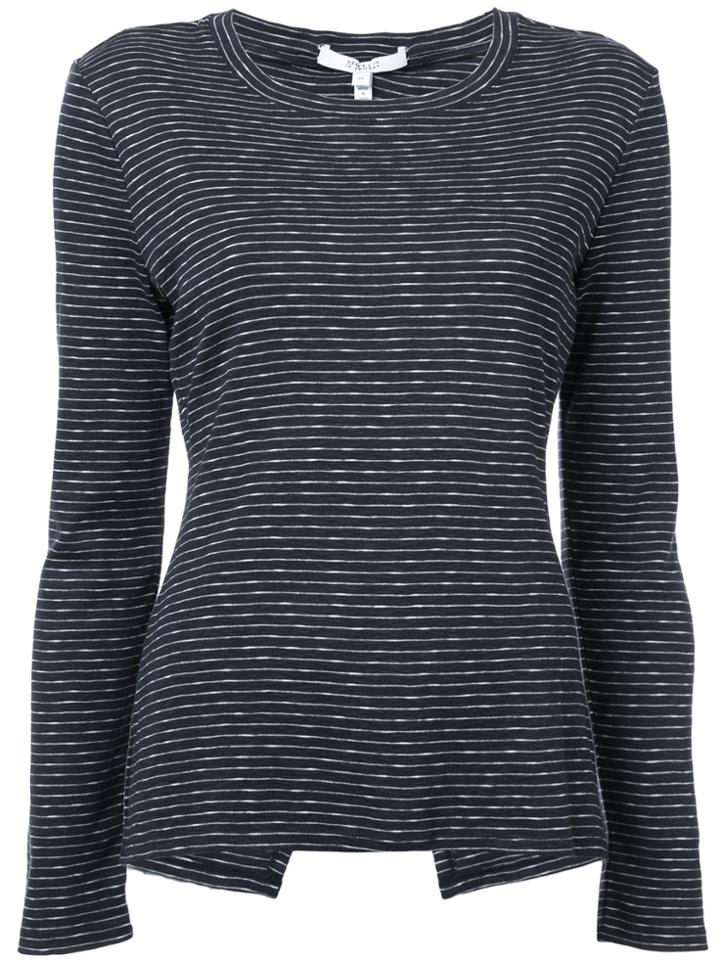 Derek Lam 10 Crosby Long Sleeve Tee Asymmetrical Back Detail - Blue