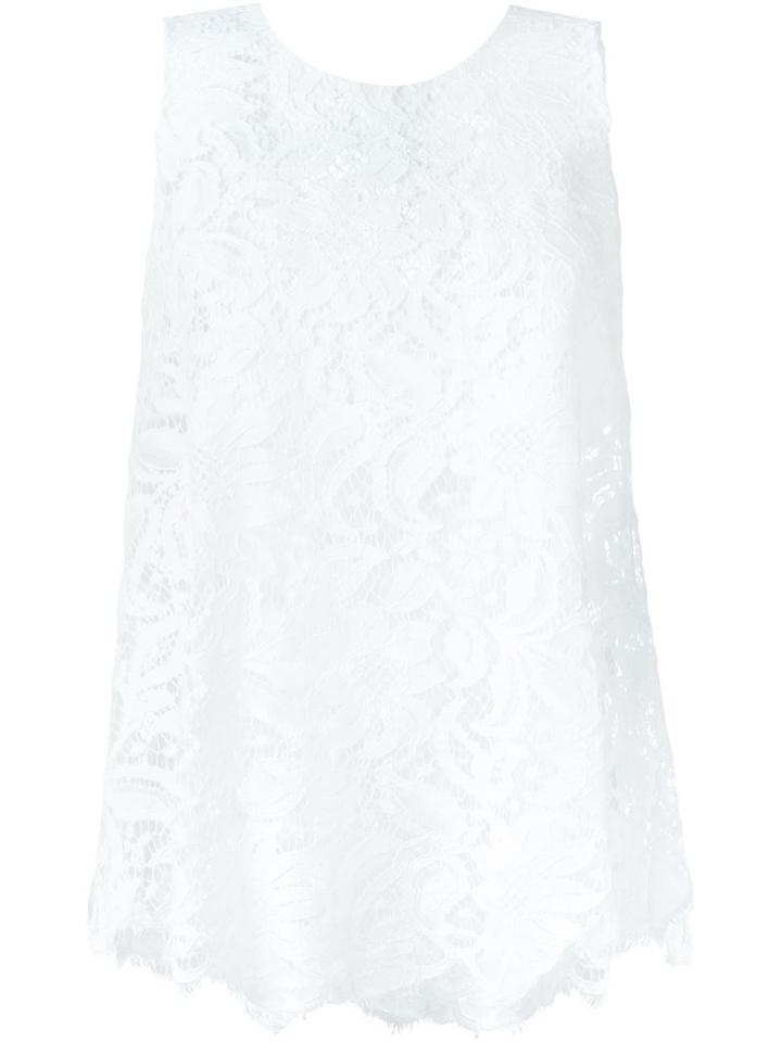 Ermanno Scervino Floral Lace Sleeveless Top, Women's, Size: 40, White, Cotton/polyamide
