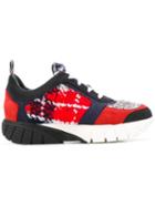 Thom Browne Black Tweed Raised Running Shoe - Red