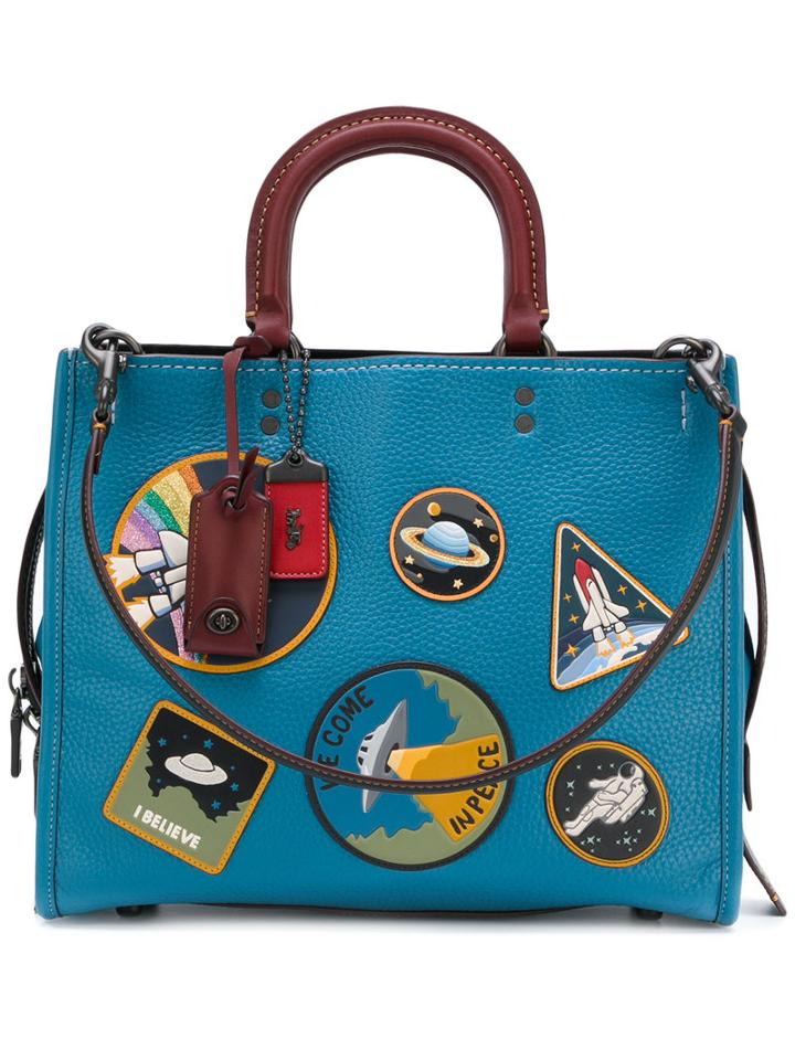 Coach - Space Patch Tote - Women - Leather/pvc - One Size, Blue, Leather/pvc