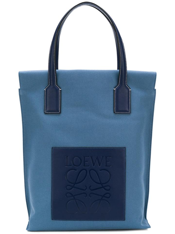Loewe Logo Embossed Tote Bag - Blue