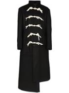 Yohji Yamamoto Asymmetric Rope Button Coat - Black