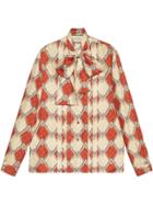 Gucci Silk Shirt With Snake Rhombus Print - Red