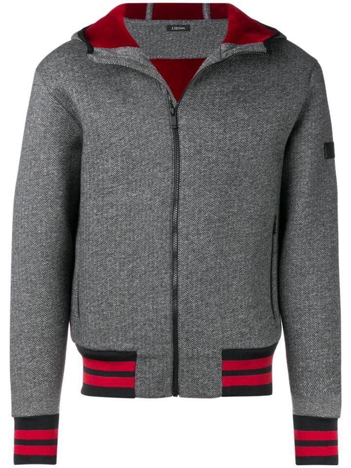 Z Zegna Zigzag Hooded Jacket - Black