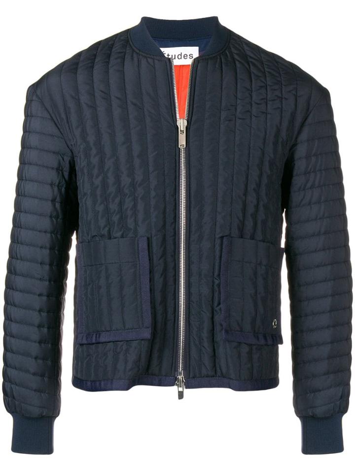 Études Grid Quilted Padded Jacket - Blue