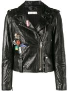 Golden Goose Deluxe Brand - Badge Emblazoned Leather Jacket - Women - Cotton/leather/viscose - Xs, Black, Cotton/leather/viscose
