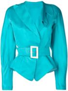 Thierry Mugler Pre-owned Abstract Lapel Belted Jacket - Blue
