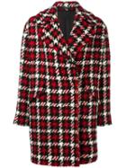 Tagliatore Checked Coat, Women's, Size: 42, Red, Wool/polyamide/cupro