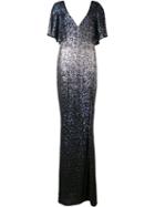 Marchesa Notte Long Sequinned Dress, Women's, Size: 4, Blue, Nylon/sequin