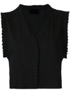 Andrea Bogosian Pleated Trim Poncho Blouse - Black