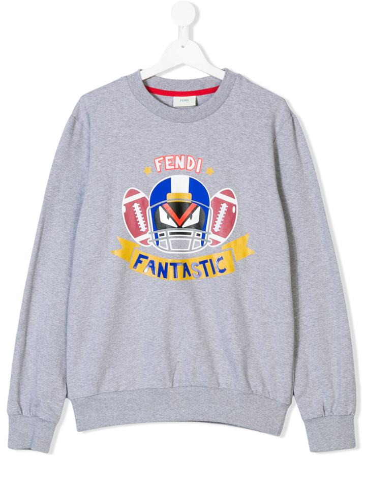 Fendi Kids American Football Print Sweatshirt - Grey