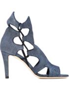 Jimmy Choo Lucky Sandals, Women's, Size: 37, Blue, Leather/cotton