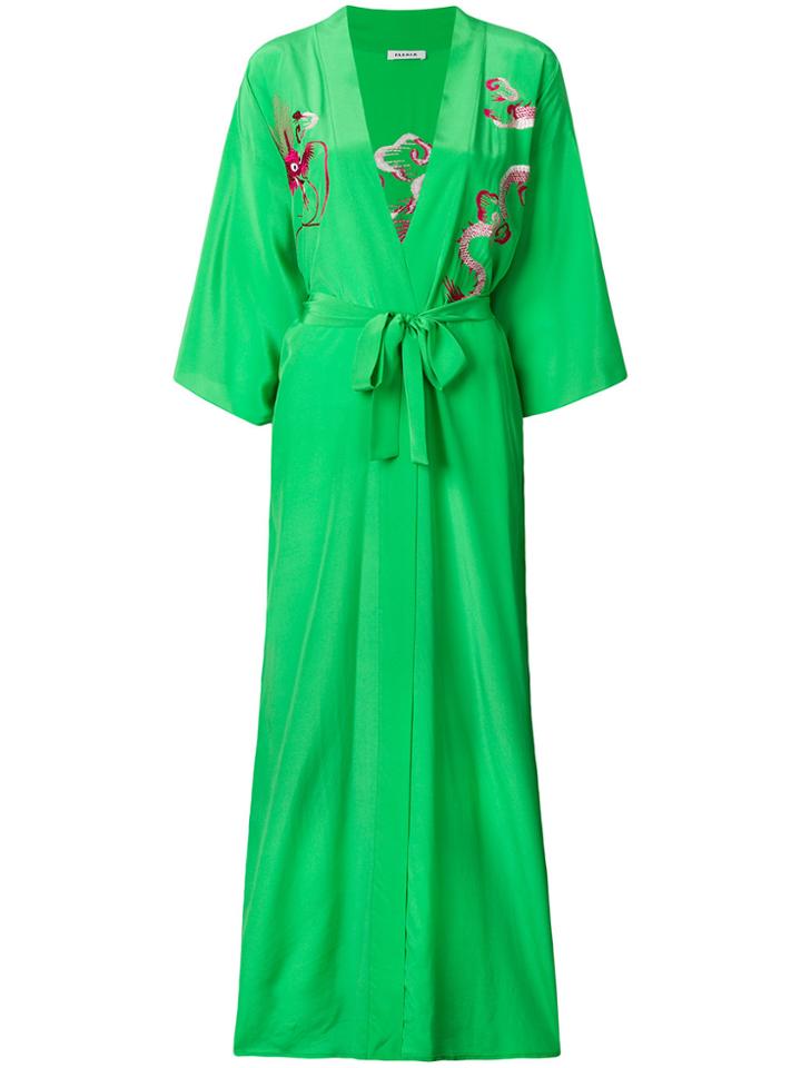 P.a.r.o.s.h. Dragon Embroidered Kimono - Green