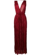 Mes Demoiselles V-neck Evening Gown - Red