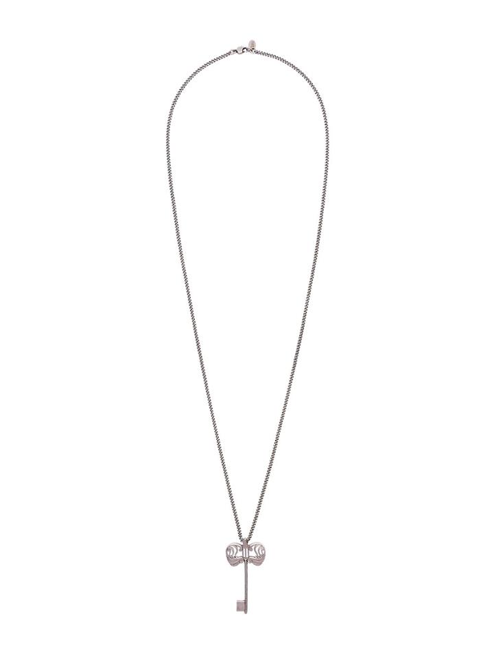 Alexander Mcqueen Metallic Silver Key Charm Necklace